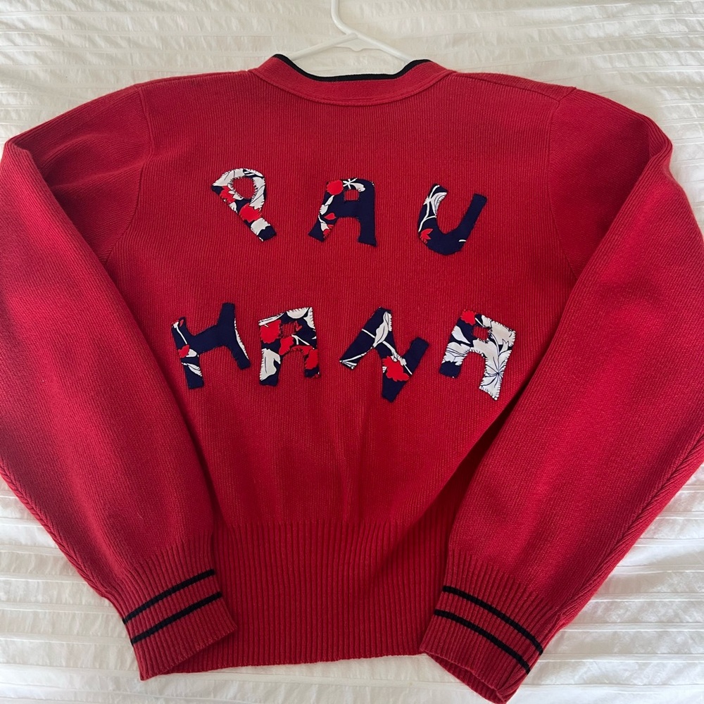 Vintage American Airlines uniform Red Sweater Pau Hana Hawaiiana Hawaii upcycled - Picture 3 of 8